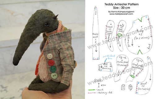 Free Jointed Teddy Bear Pattern – Anteater