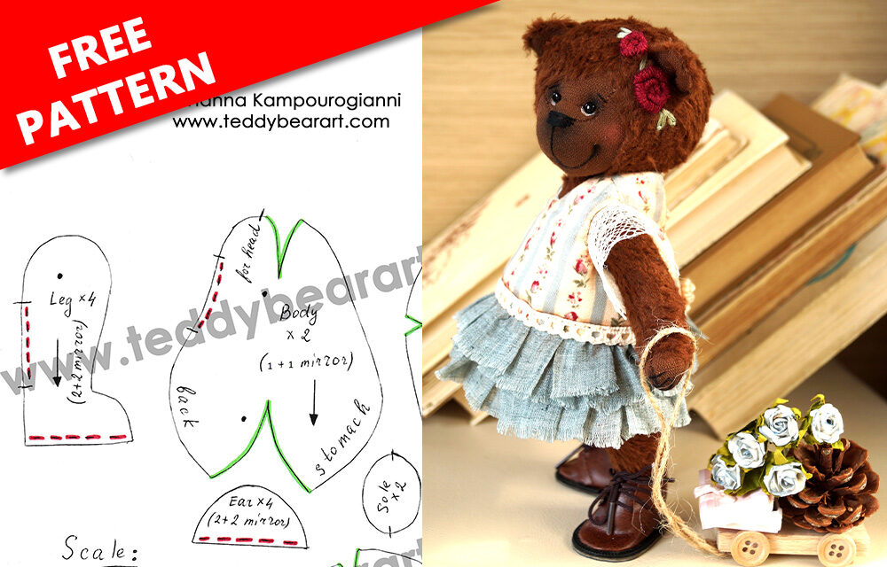 Free Jointed Teddy Bear Pattern in Dress