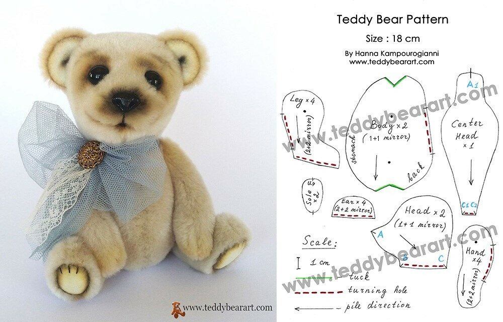 Printable Teddy Bear Sewing Pattern And Tutorial Teddy Bear Art