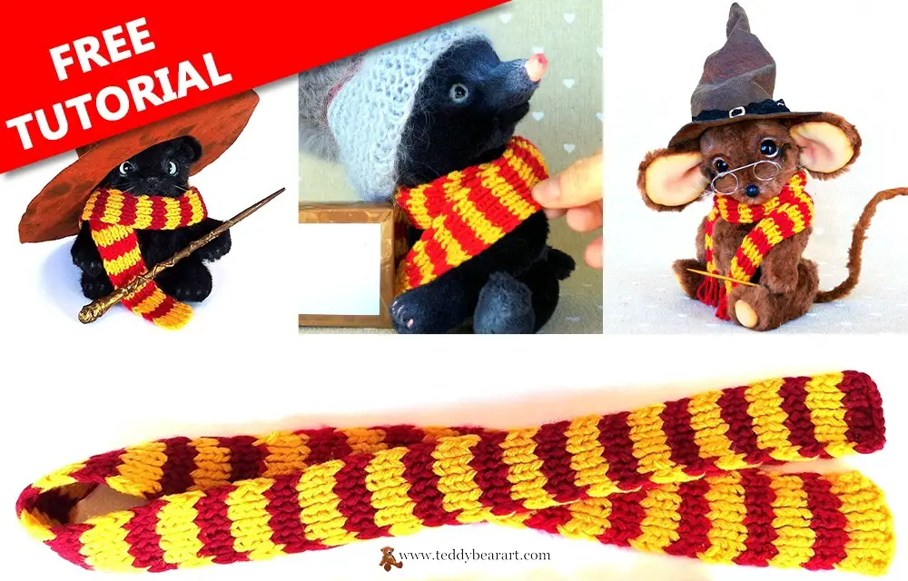 Cozy Creations: Striped Teddy Bear Scarf Knitting Patterns