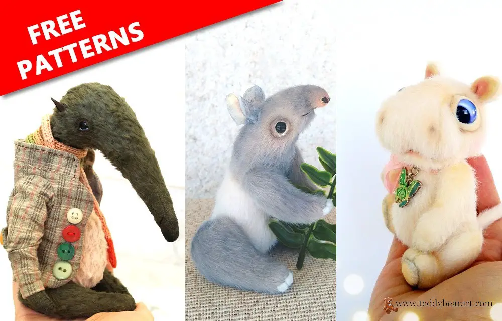 Top 3 Unique Free Stuffed Animal Patterns for a Teddy Hippo, Tapir, and Anteater
