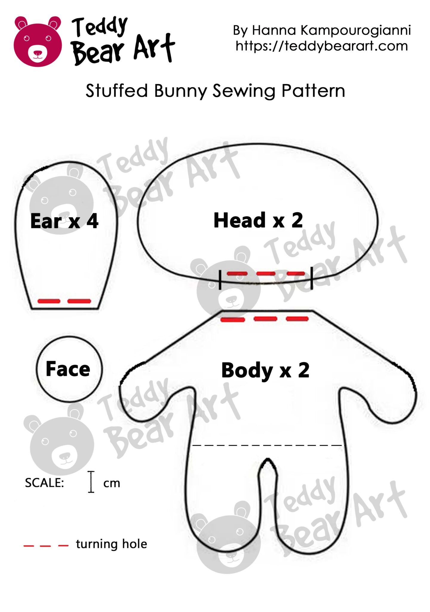 Free Stuffed Bunny Sewing Pattern for Beginners Teddy Bear Art