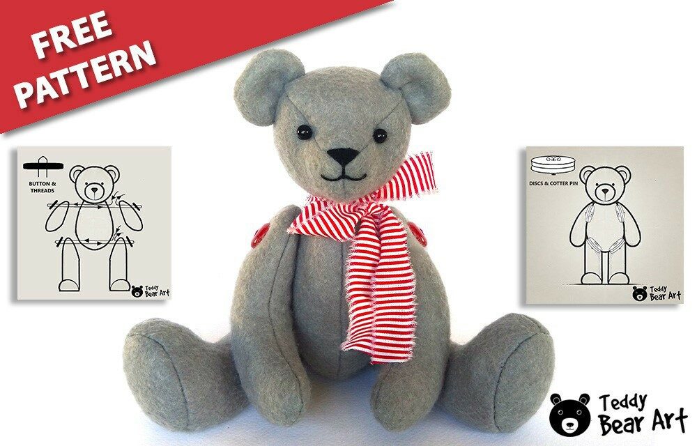 Simple Teddy Bear Sewing Pattern: Limb Attachment – Thread and Buttons vs. Cotter Pins