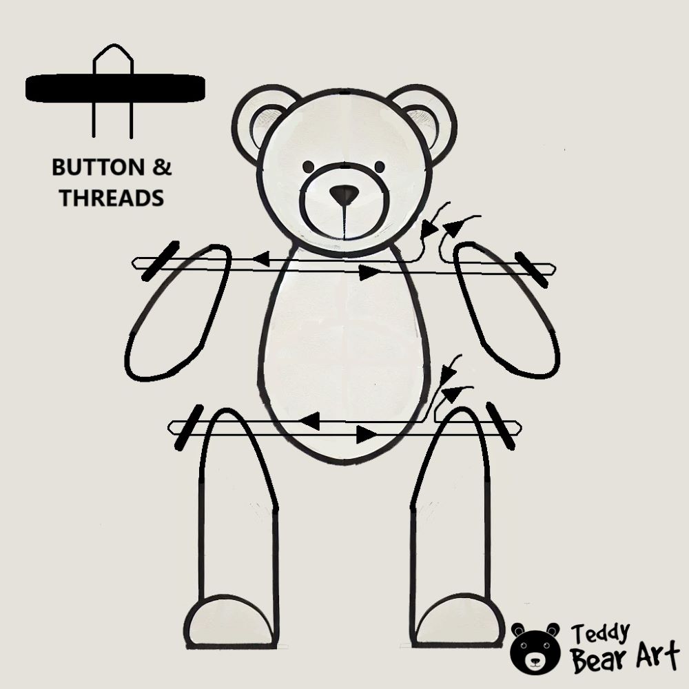 Simple Teddy Bear Sewing Pattern: Limb Attachment – Thread and Buttons vs. Cotter Pins