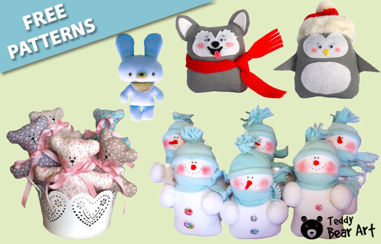 5 Easy Stuffed Animal Sewing Patterns with Free Templates - Teddy Bear Art