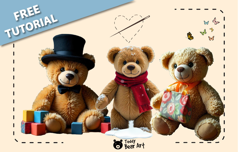 3 Teddy Bear Outfits Ideas: Felt Top Hat, Bag, and Scarf Tutorials