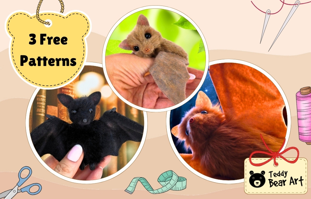 3 Free Soft Toy Sewing Patterns for Bat Plushies