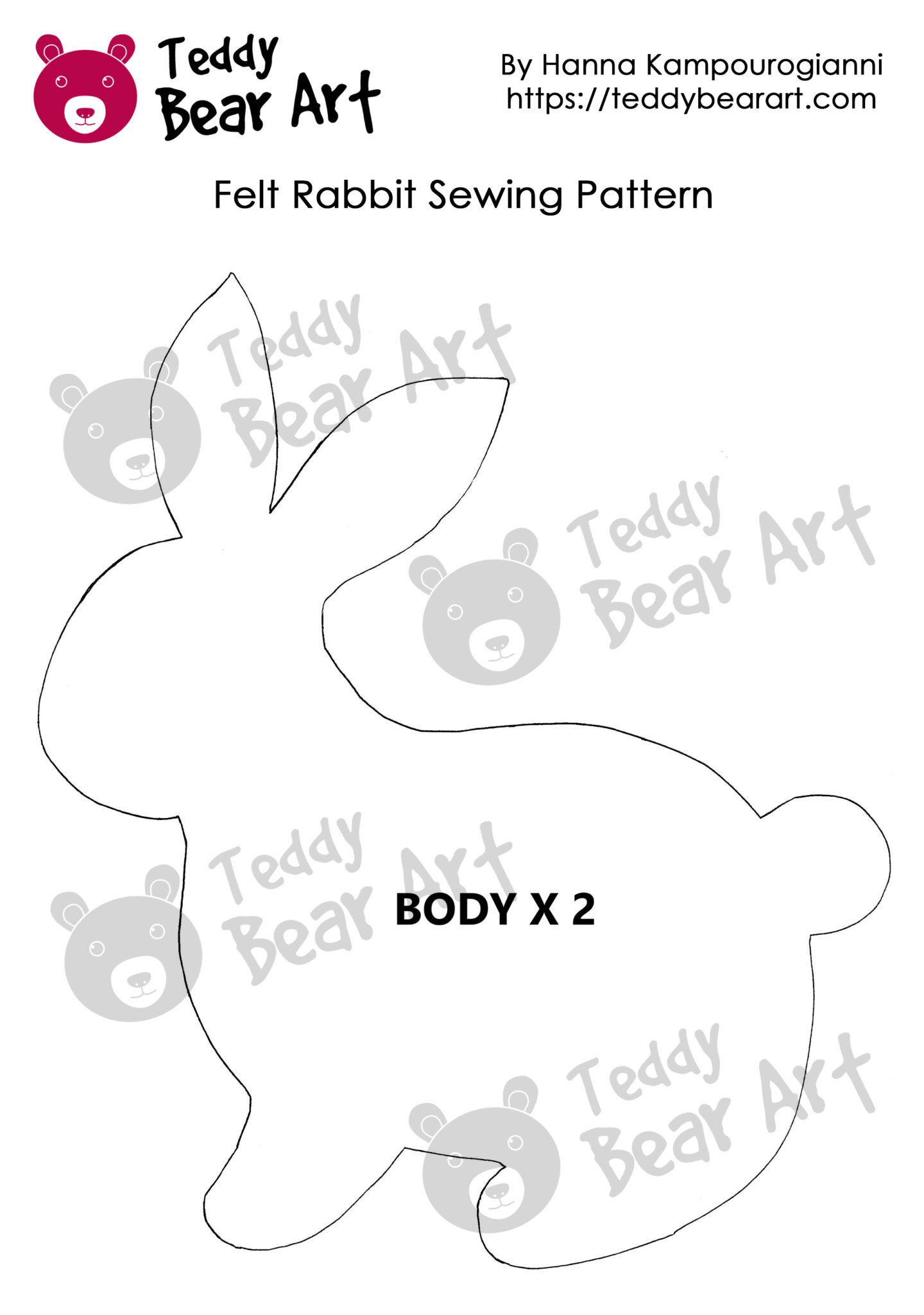 Free Felt Rabbit Sewing Pattern - Teddy Bear Art