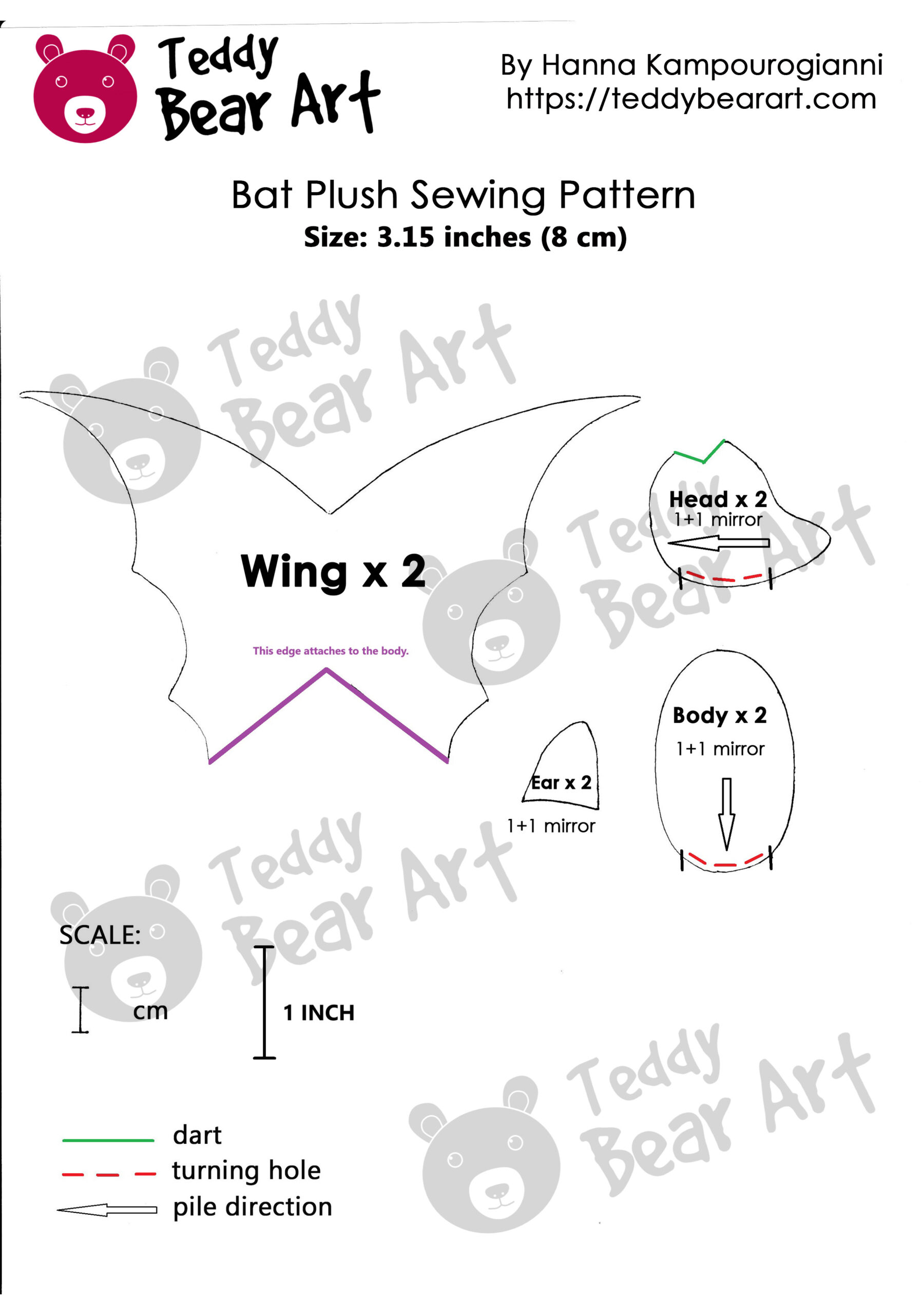 Free Bat Plush Sewing Pattern