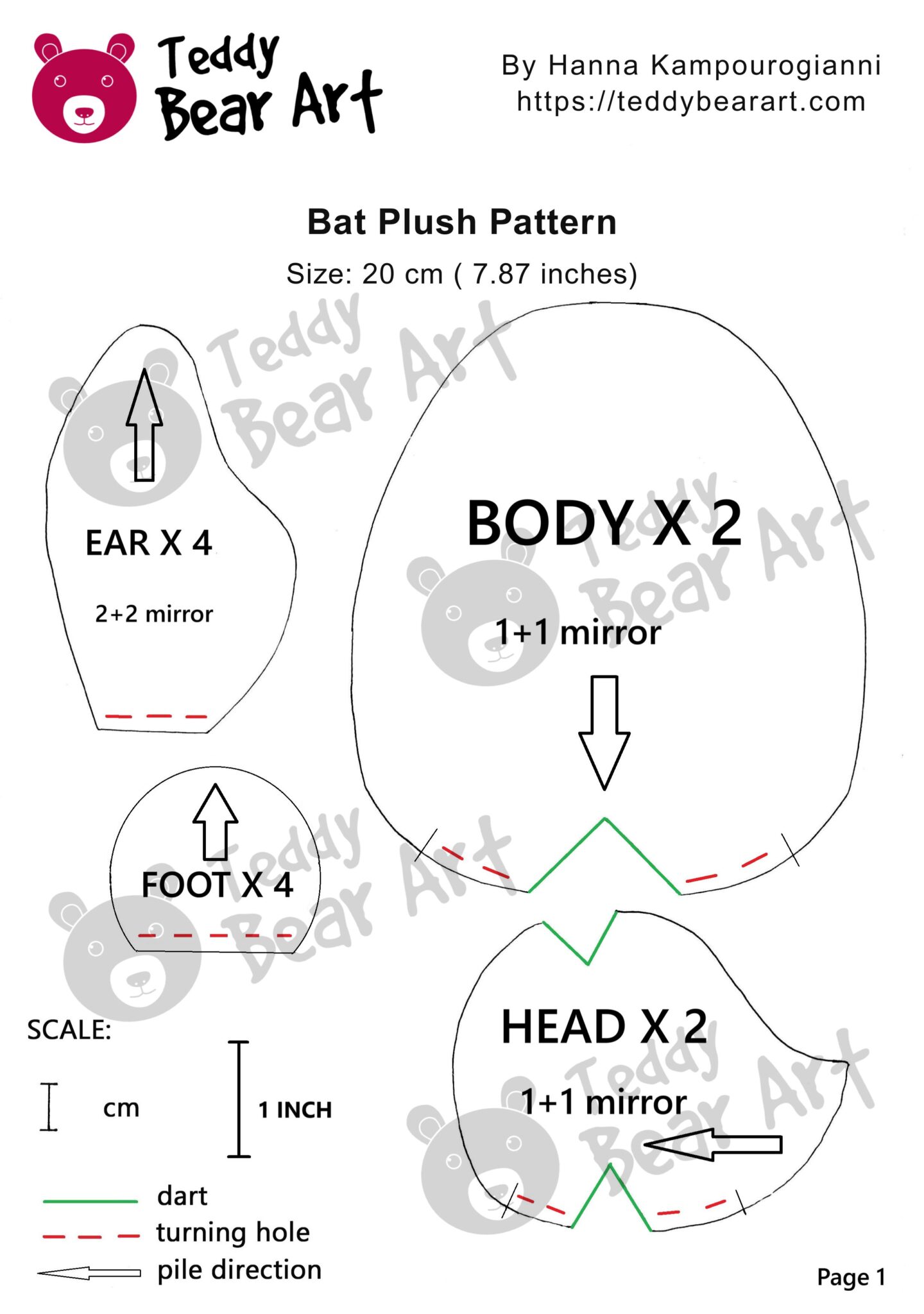 Easy Bat Plush Pattern Free Template - Teddy Bear Art
