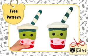 Drink Plushie DIY Tutorial: Free Strawberry Matcha Latte Sewing Pattern