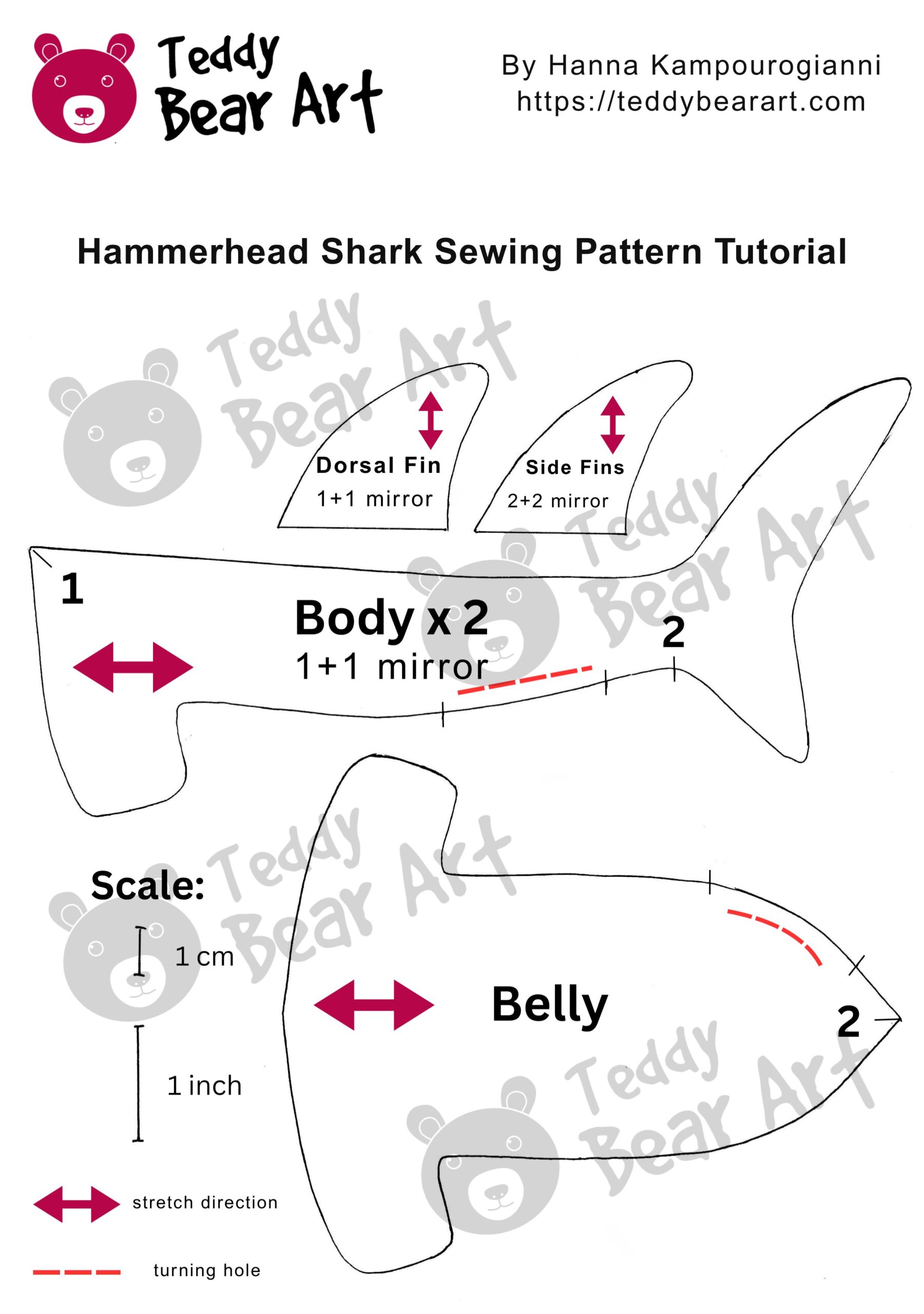 Hammerhead Shark Sewing Pattern Tutorial: Free Fleece Plush Guide