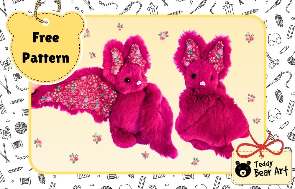 Bat Stuffed Animal Pattern Free: Large Faux Fur Bat With Floral Wings