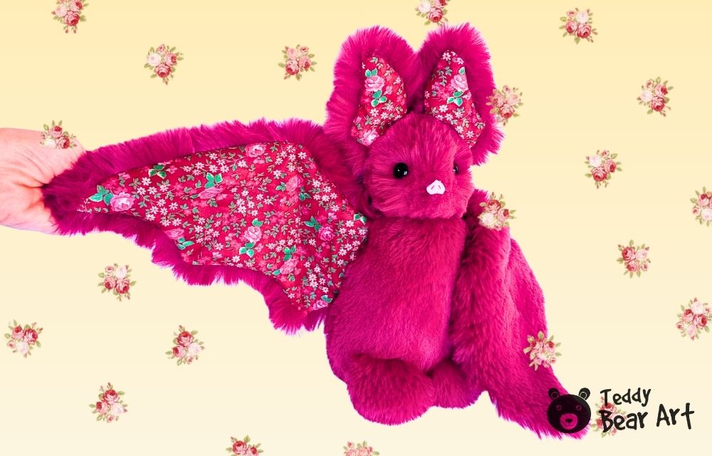 Bat Stuffed Animal Pattern Free: Large Faux Fur Bat With Floral Wings