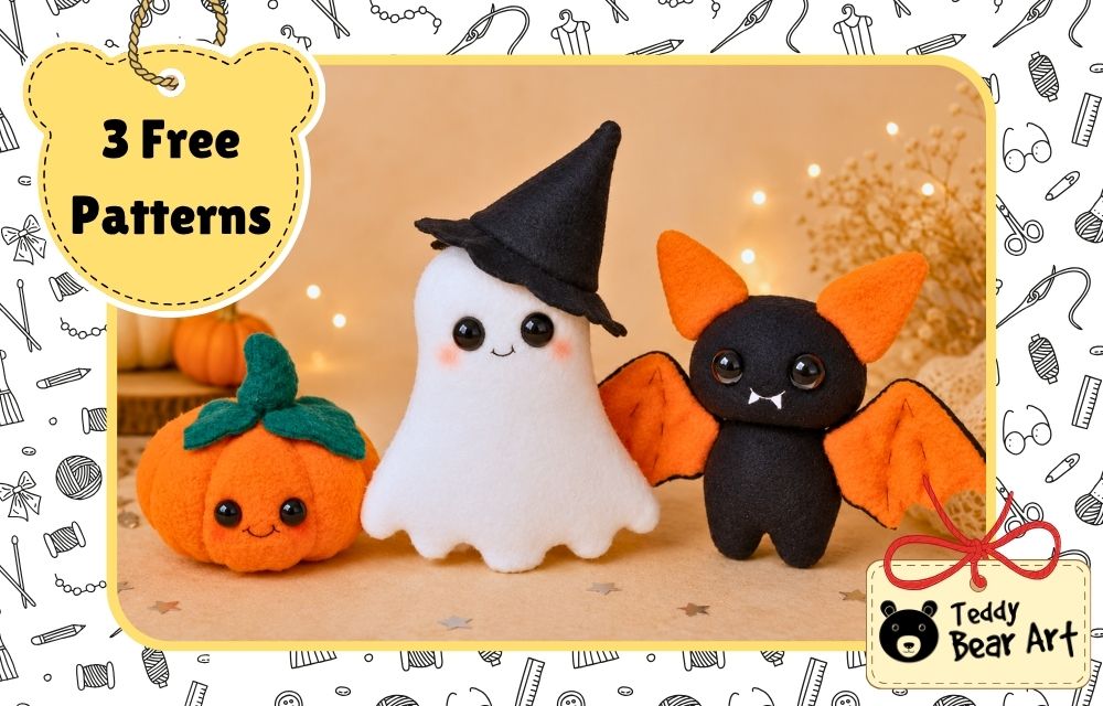 3 Easy Halloween Plush Patterns to Sew: Ghost, Bat, and Pumpkin