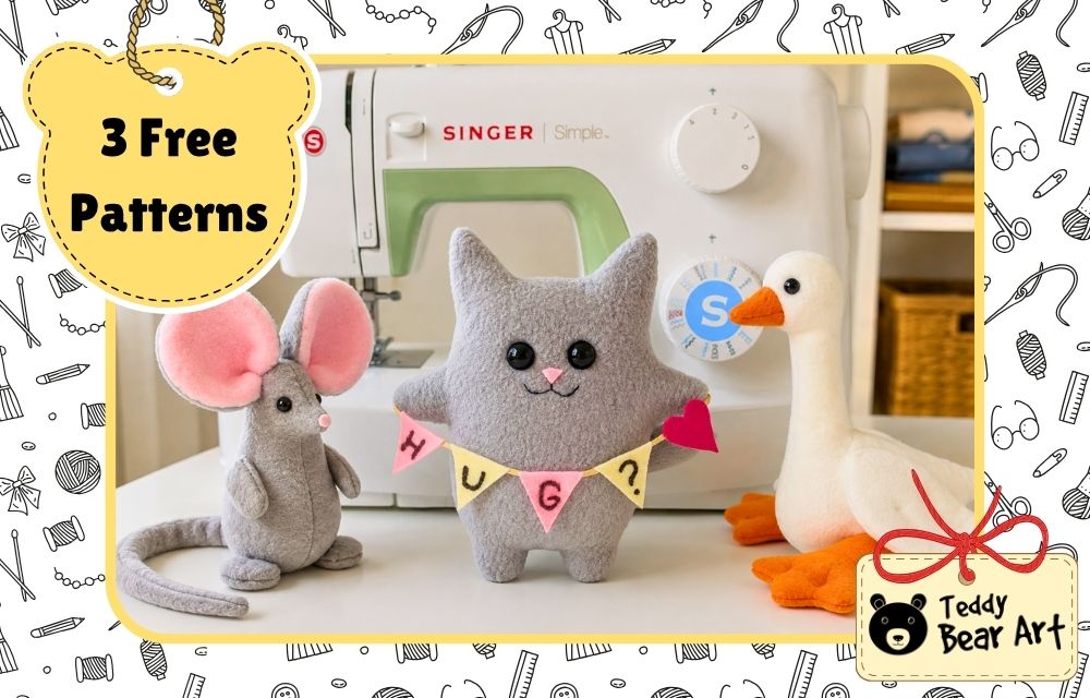 3 Free Sewing Patterns for Cute Animals: Mouse, Cat, and Goose