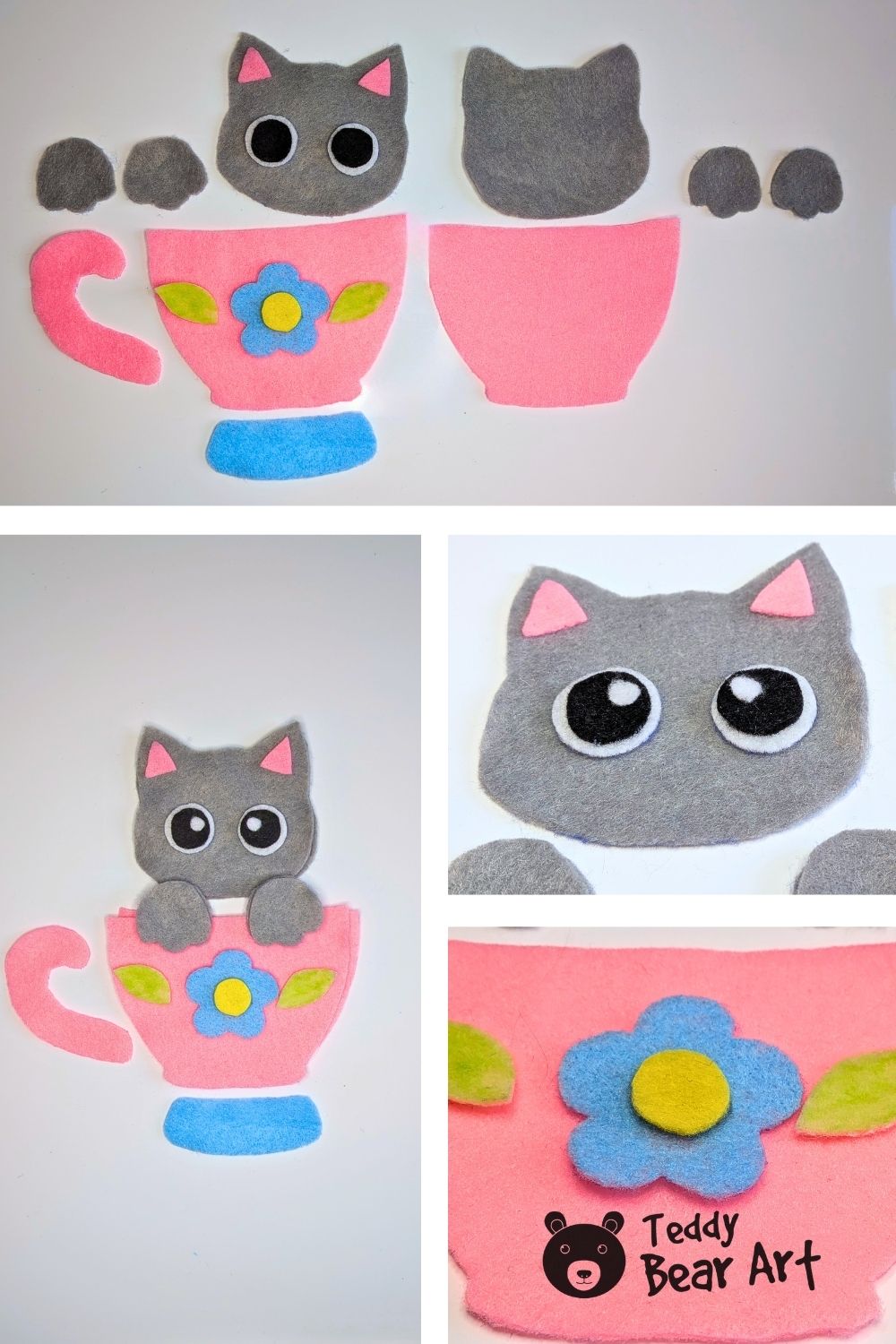 Felt Cat Sewing Pattern: Free Cat in a Cup Tutorial