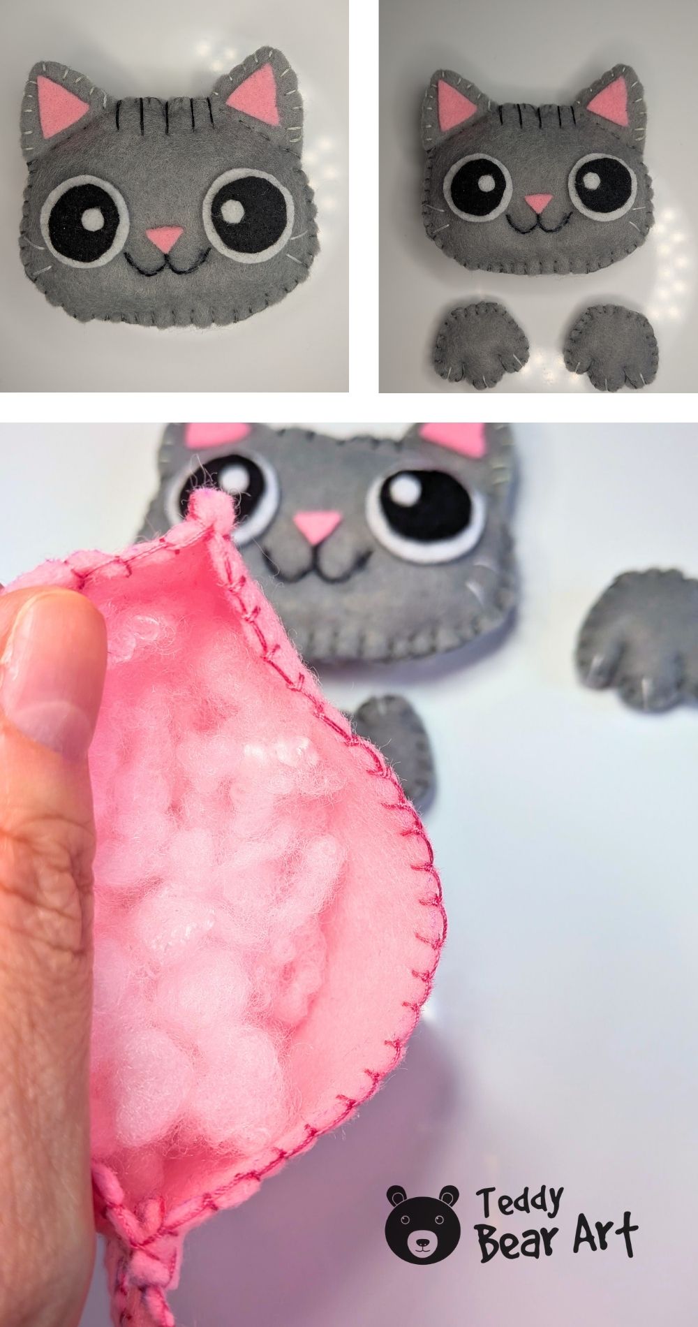 Felt Cat Sewing Pattern: Free Cat in a Cup Tutorial