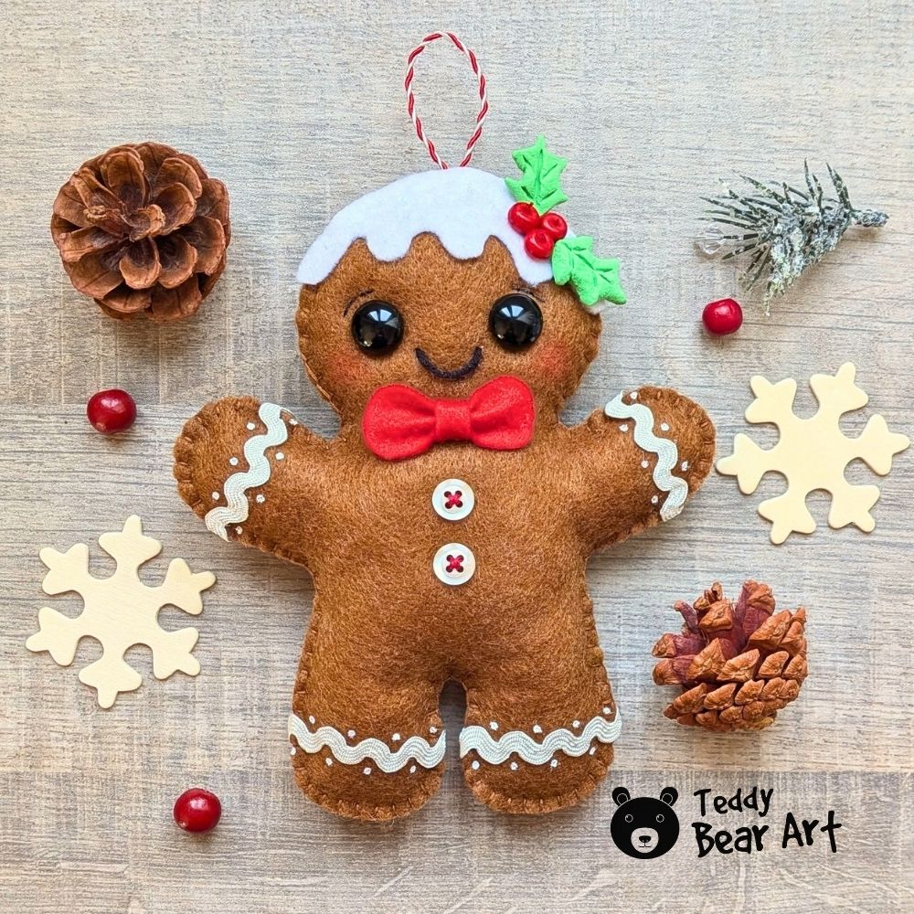 Free Felt Gingerbread Man Pattern for Beginners: Easy Christmas Sewing Tutorial