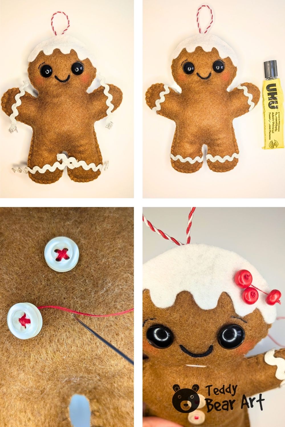 Free Felt Gingerbread Man Pattern for Beginners: Easy Christmas Sewing Tutorial