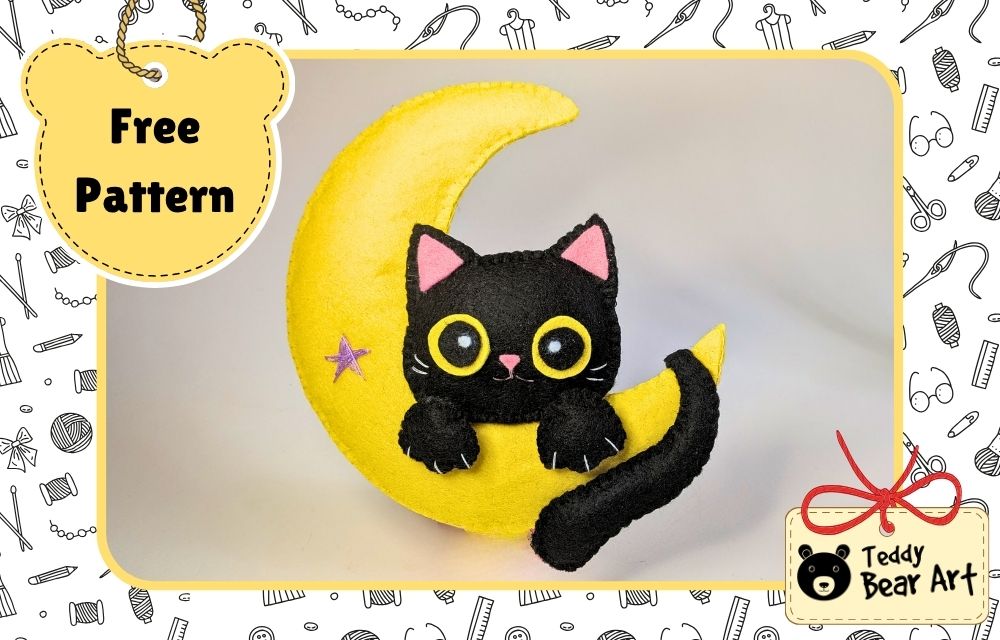 Moon Cat Sewing Pattern: Free Felt Toy Tutorial