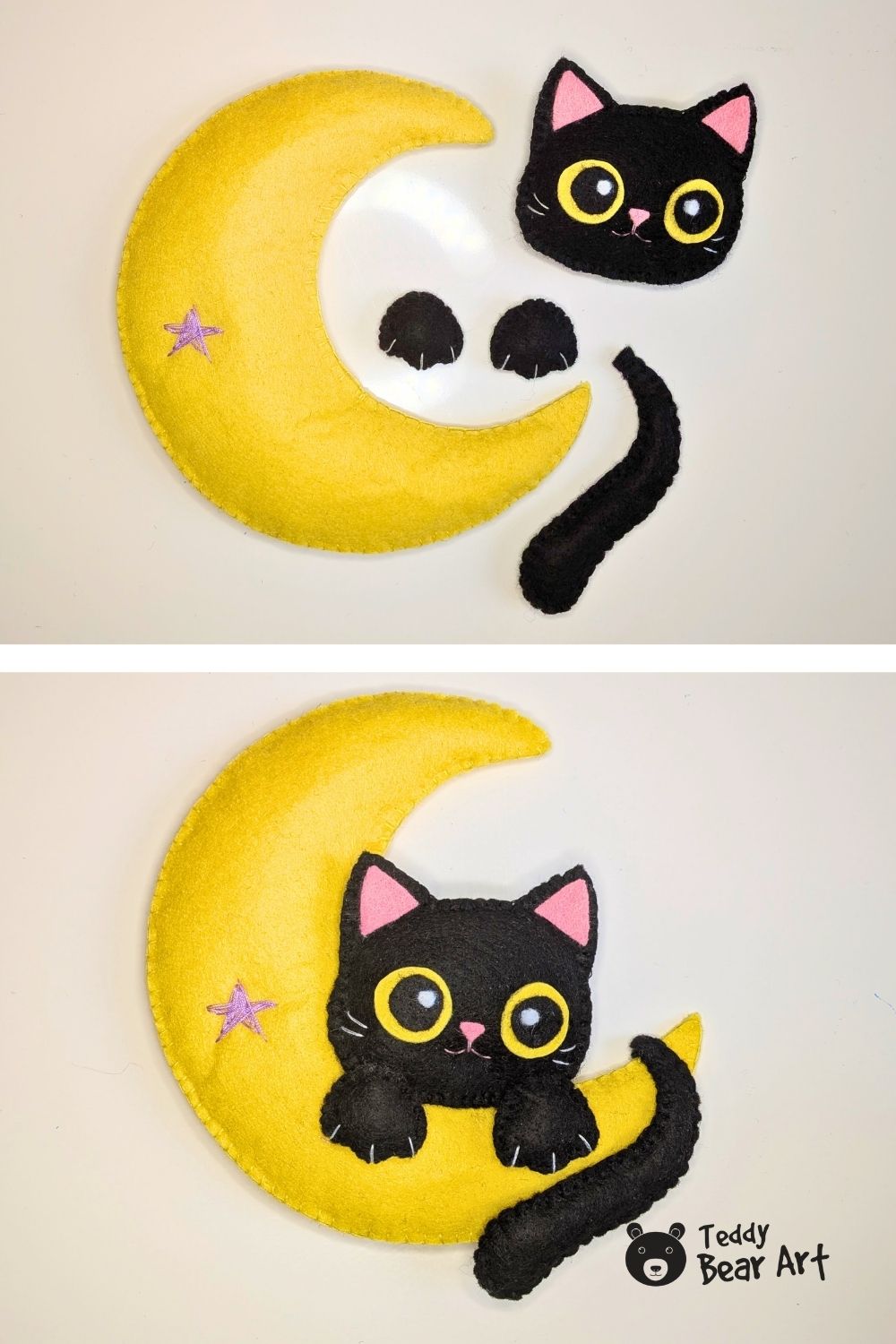 Moon Cat Sewing Pattern: Free Felt Toy Tutorial