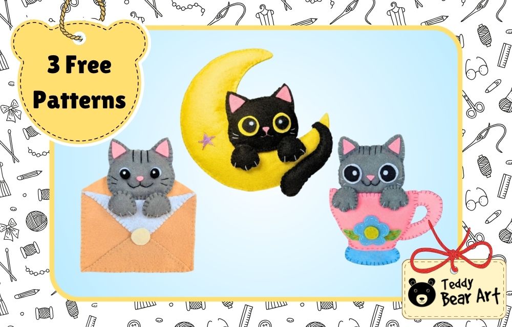 3 Free Felt Cat Patterns: Easy Projects to Sew by Hand