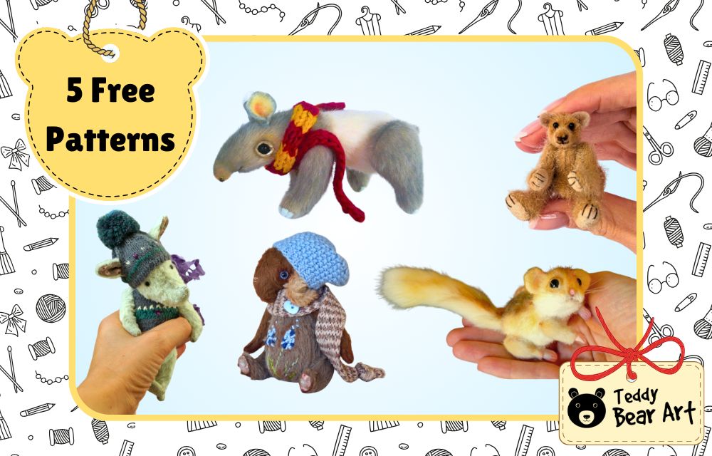 5 Free Miniature Teddy Animal Patterns to Sew